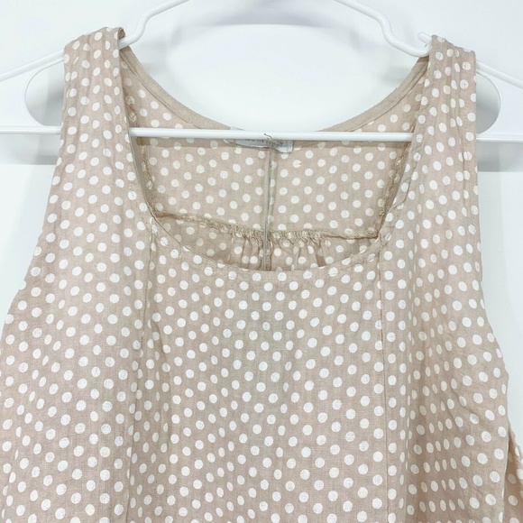 Shyloh Beige Polka Dot Sleeveless Linen Midi Dress - Picture 3 of 7